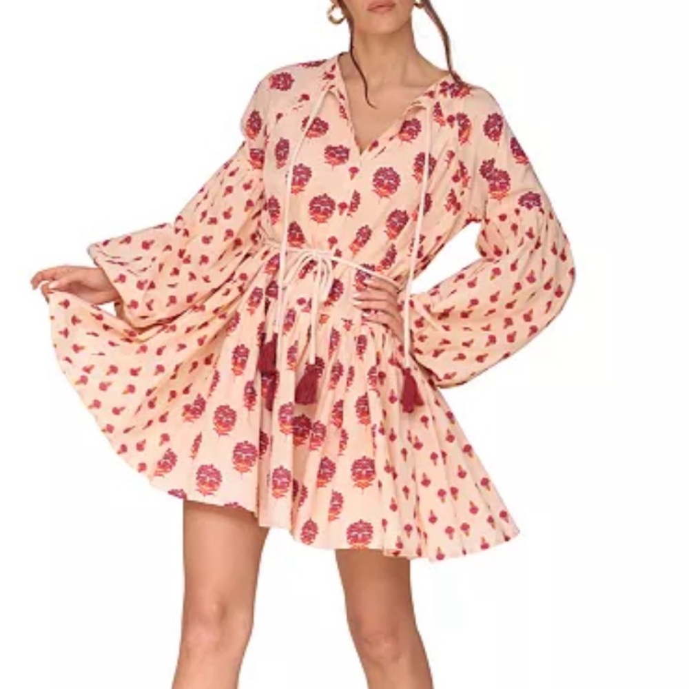 Avec Les Filles, Boho Mini Dress With Balloon Sleeves, Size 10 Nwt